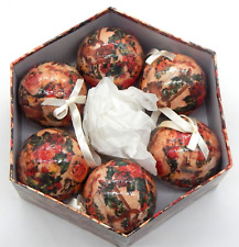 Box of (6) Vintage Victorian Decoupage Paper Mache Christmas Tree Ornaments picture