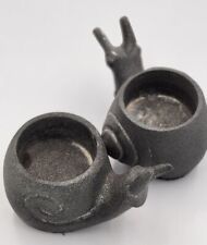 Pair of Metal Snails Votive Candle Holders Charcoal 2 1/2