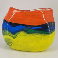 Hand Blown art glass small colorful free form vase picture