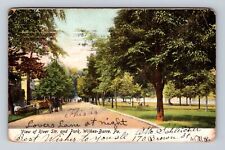 Wilkes-Barre PA-Pennsylvania, Scenic View River Street and Park Vintage Postcard picture