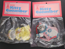 Vintage Ceramic Kitty Cucumber Cat Ornament Lot of 2 Schmid Shackman Sealed  picture