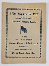 1926 Broad Brook Boys Club Connecticut July 4th Patriotic Service VTG Program CT picture