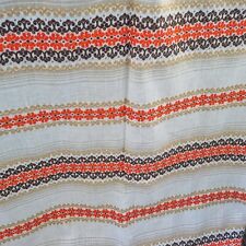 Vintage Scandinavian fabric one curtain panel, orange ornament, typical 70s picture