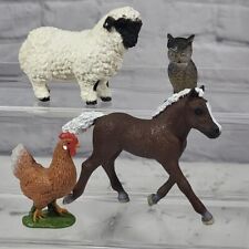 Farm Animals Lot of 4 Sheep Horse Chicken Schleich and More Miniatures Diorama  picture