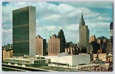 Postcard Aerial View of the United Nations Headquarters New York Postmarked 1959 picture