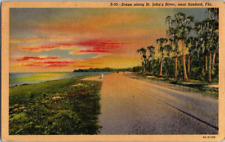 VINTAGE POSTCARD OF SCENE ALONG ST. JOHN'S RIVER, NEAR SANFORD, FLORIDA 1952 picture
