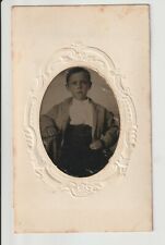 Civil War Era Ferrotype Tintype of young boy with pressed cardboard frame 1860's picture