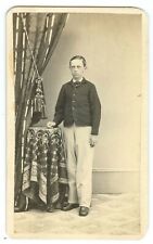 B7205~ Young Lad – Sunken Eyes Studio Pose CDV 2 Cent Revenue Tax Stamp picture