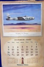 1949 Charles Hubbell Calendar Page Depicting Republic P-84 Thunderjet picture