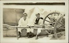 RPPC US Navy sailors on liberty injured arm sling 1904-20s real photo postcard picture
