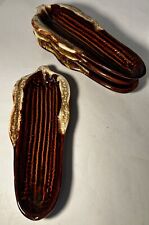 Set of 4 Brown Drip Glas Corn on the Cob Holders 9 In L 3.5 In W picture