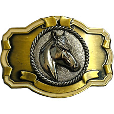 Western Belt Buckle Horse Head - Silver and Gold Color picture