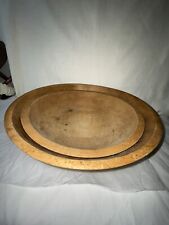 vintage wooden bowl primitive 2 pieces picture