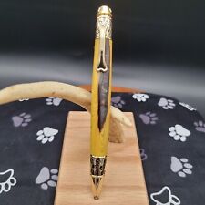 Dog Pen handmade Gold Tone With Texas Yellow Wood Barrel Click Pen picture
