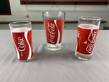Set Of 3 Coca Cola Red & White Glasses (2 Multi-Language) picture