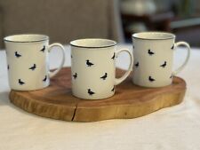 Set Of 3 Vintage SHAFFORD  BLUE DUCKS Fine Porcelain 1984 Mugs Coffee Cups 3.5” picture