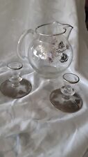 VINTAGE SILVER FLORAL OVERLAY PITCHER & CANDLE HOLDERS picture