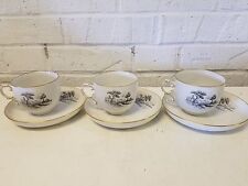 Vintage Furstenberg German Porcelain 3 Set Cup & Saucer with Bridge Decorations picture