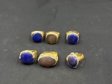 Antique handmade old brass with natural lapis and agate stone rare peace 5 peace picture
