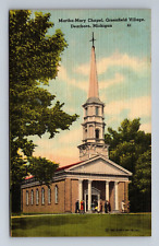 Martha Mary Chapel Greenfield Village Dearborn Michigan Linen Postcard picture