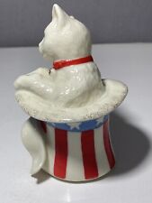 Lenox Cat In A Top Hat Figurine 4th Of July Stars N Stripes Hat Americana picture