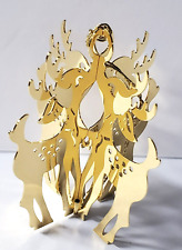 1981 Danbury Mint Reindeer Ornament Gold Christmas Collection 1 Piece picture