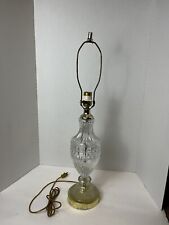 LEAD CRYSTAL TABLE LAMP WITH BRASS BASE AND TRIM - 27” INCHES 3 Way 150w Max picture
