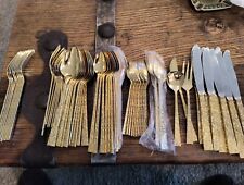 Antique Vintage Stainless Steel Japan Cutlery Flatware Gold Plated. picture