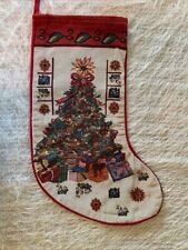 Vintage Tapestry Christmas Tree Stocking Double Sided picture