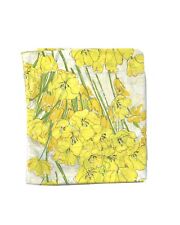 Vintage 60s Burlington Full Double Flat Sheet Bright Yellow Flowers Percale picture