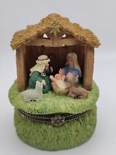 Vintage Nativity Trinket Box Hinged Christmas Holy Family  picture