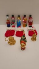 LOT OF 12 VINTAGE ORNAMENTS ~TREE LIGHT COVERS~BELLS~Mini STOCKINGS picture