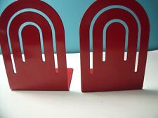Pair Of Vintage Spectrum Div Design Red Metal Arched Bookends picture