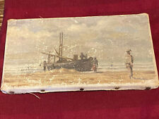 RARE ANCIENT OIL ON CANVAS : landing of the Italian troops in Assab - Eritrea  picture