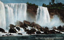 USA New York Niagara Falls Rock of Ages and American Falls Vintage Postcard B143 picture