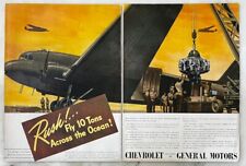 1944 2 page magazine ad for Chevrolet - Rush Fly 10 Tons Across Ocean WW2 ad picture
