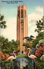Vintage 1940 Flamingos at The Singing Tower, Lake Wales Florida FL Postcard  picture