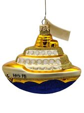 Patricia Breen HMS PB Gold Glitter Front Back Deck Ship Boat Christmas Ornament picture