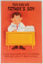 Father's Day Card Gibson Office Dad Fills the Bill 1950s Vintage Greeting picture