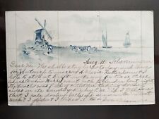Drawing of Windmill, Horses & Ships, Scheveningen, NLD - c1897, Rough Edges picture