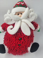 Santa Claus Puffy Plush Christmas Green Jewel Buttons picture