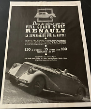 French 1938 Renault Viva Grand Sport - Vintage Original Print Ad / Wall Art picture