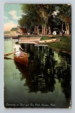 Omaha NE-Nebraska, Canoeing At Rod And Inn Club, Antique Vintage c1909 Postcard picture