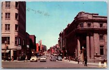 Vtg Sherbrooke Quebec Canada Wellington Street View 1950s Postcard picture