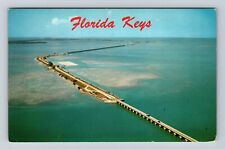 The Keys FL-Florida, Aerial Overseas Roadway To Key West, Vintage Postcard picture