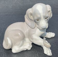 Large lladro figurine 1139. Adorable Beagle Puppy With Snail. Retired 1986. picture