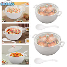 White Porcelain Round Ceramic Soup Tureen with Ladle & Glass Lid Large Capacity picture