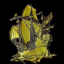 Big Pirate Ship Syroco 28 X 20 Gold Wall 3D Art MCM USA 3663 picture