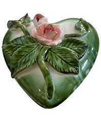VTG ESTATE SALE 1950s Royal Sealy Heart Shaped Trinket Box Dish Roses Japan picture