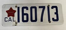 1919 California Porcelain License Plate w/Matching 1919 Star Tab #160713 Number picture